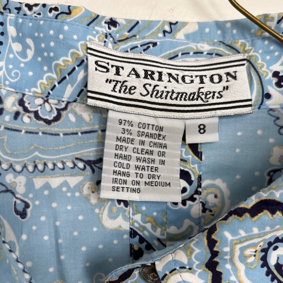 Vintage Starington Blue Women’s snap button shirt size‎ 8 - Picture 2 of 4